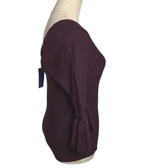 Rebecca Minkoff Deep Grape Purple Off-the-Shoulder Sweater NWT - Picture 2 of 7